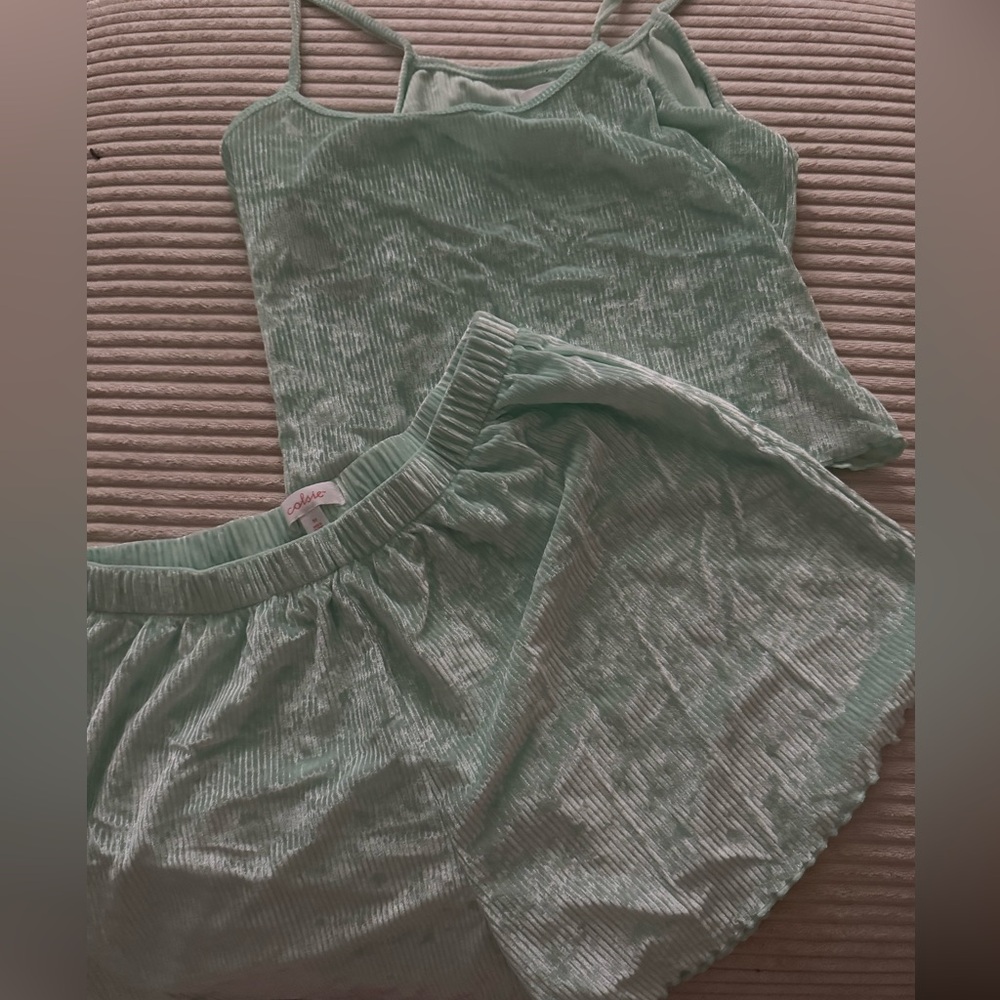 Colsie Mint Velvet Cami and Short Sleep Set